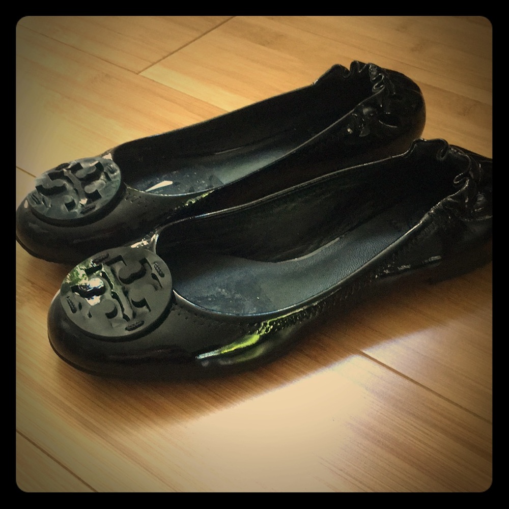 Tory Burch Patent Leather Logo Ballet Flats